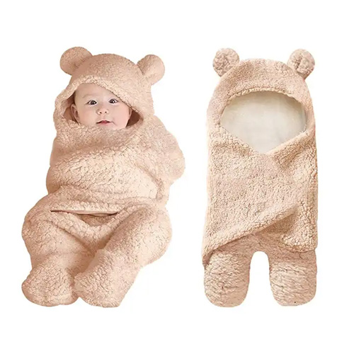 Cute Newborn Baby Boys Girls Blankets Plush Swaddle Blankets Brown